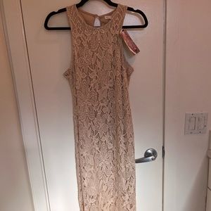 Love, Fire - Lace Midi Dress w/ High Neck - Cream, Size Large - NWT